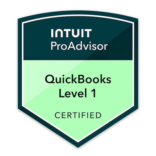 QuickBooks Online Certification Level 1 badge earned by Skylar Giron Sabillon